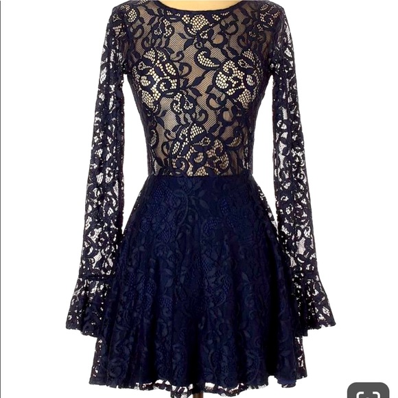 For Love And Lemons Dresses & Skirts - For love and lemons blue lace dress bell sleeve vintage